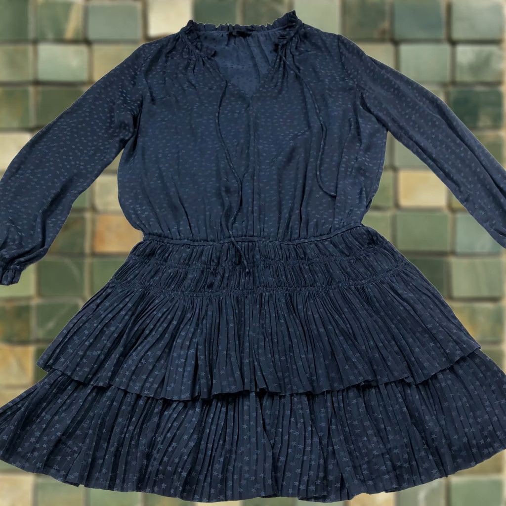 Vintage Current Air XS Dress Blouson Mini All Over Print Pleated Blue Size XS / US 0-2 / IT 36-38 - 1 Thumbnail