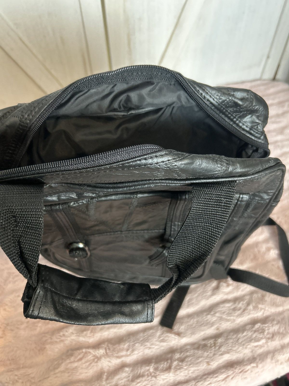 Other Vintage 80s 90s Black Leather Patchwork Backpack Bag 0006 Size ONE SIZE - 4 Thumbnail