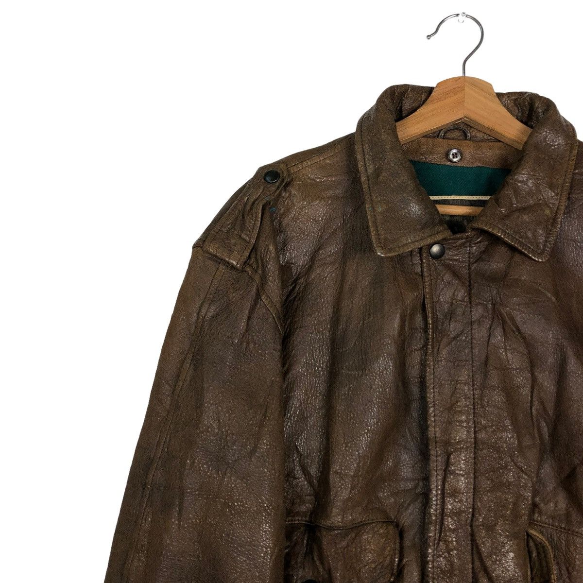 Japanese Brand 🔥VINTAGE FLY LEATHER JACKET MILITARY PIERRE BONEE USA Size US L / EU 52-54 / 3 - 5 Thumbnail