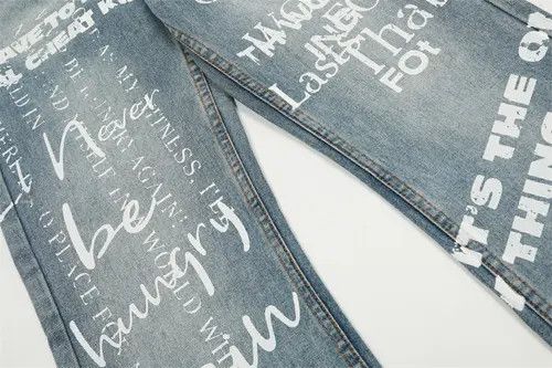 VIBE Street washed distressed graffiti letter print jeans Size US 34 / EU 50 - 6 Thumbnail