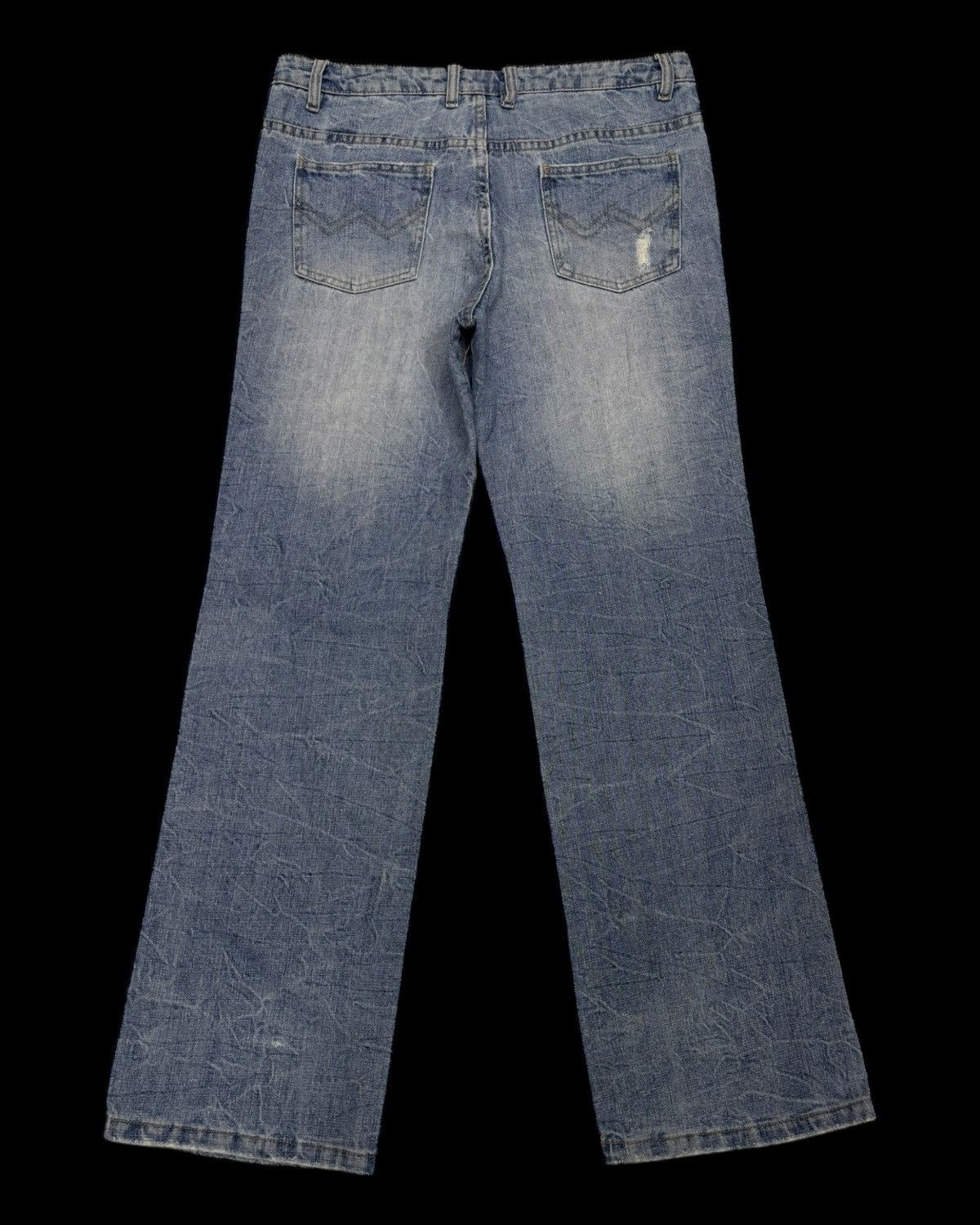 Japanese Brand FLARE JEANS💥90s Japanese Denim Fantastic & Forever Distress Size US 33 - 2 Thumbnail