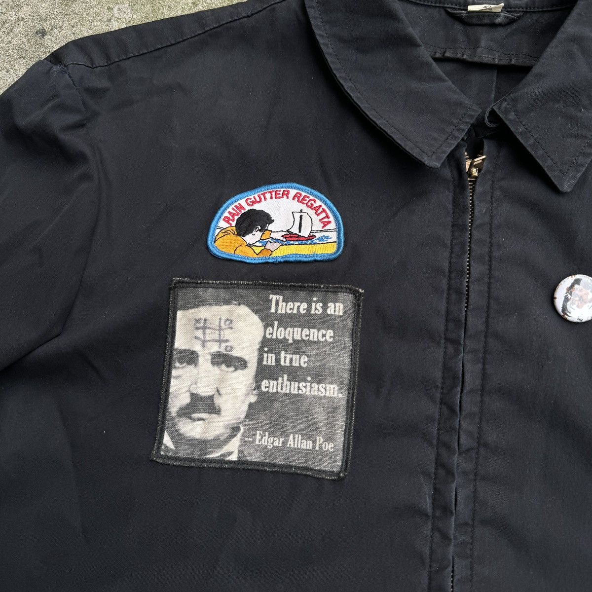 Vintage 80s Faded Zip Up Work Jacket Thrashed Grunge ERD Size US L / EU 52-54 / 3 - 7 Thumbnail
