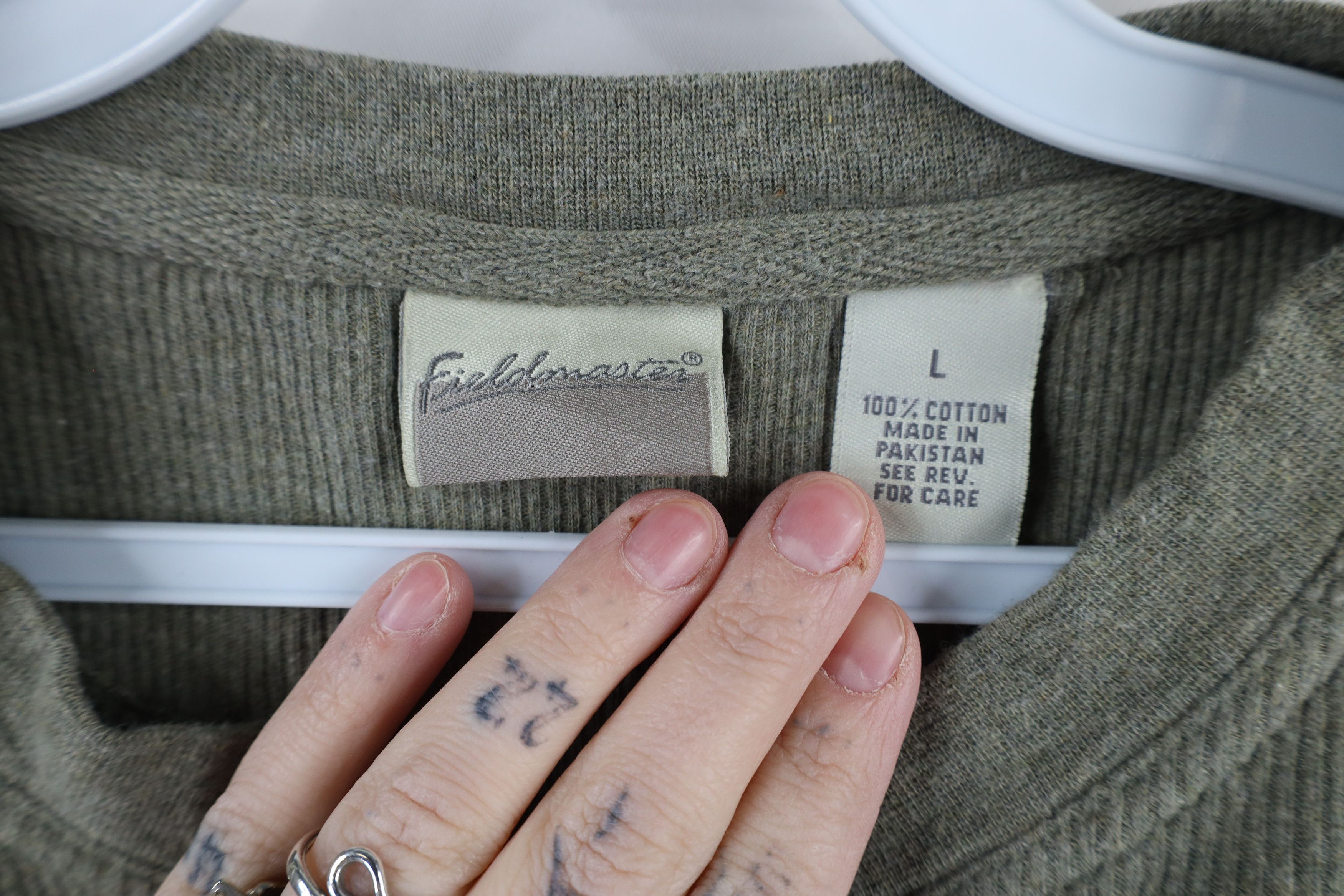 Vintage Vintage 90s Streetwear Ribbed Knit Henley T-Shirt Green Size US L / EU 52-54 / 3 - 6 Thumbnail