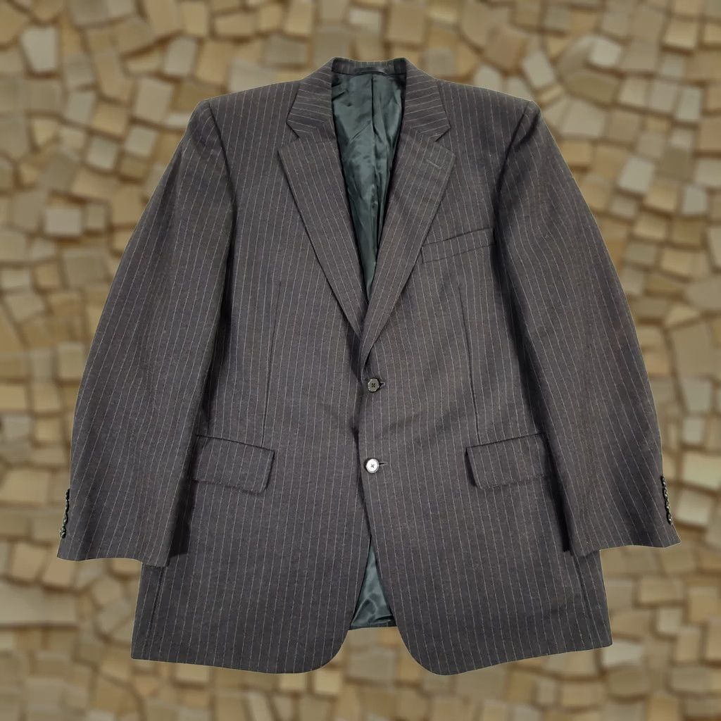 Chester Barrie Chester Barrie Blazer Jacket Mens Grey 44 R Pin Stripe Wool Classic Savile Row Size 44R - 1 Thumbnail