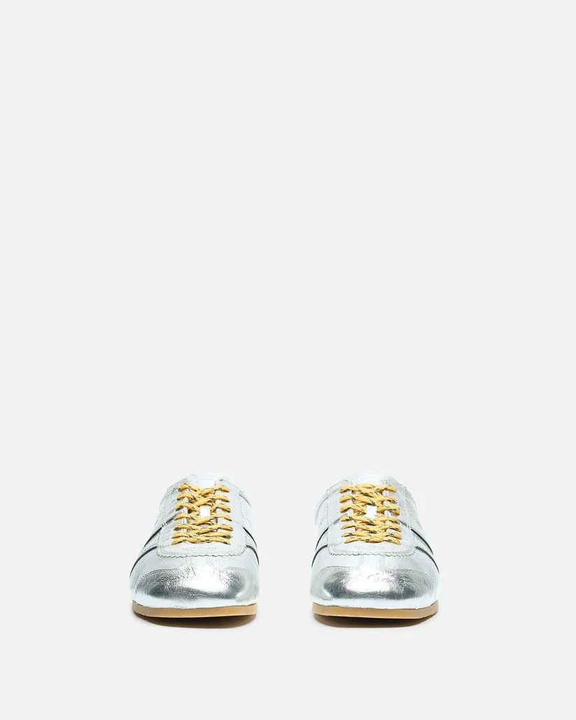 Dries Van Noten o1tko10426 Metalic-Leather Marathon Sneakers in Silver Size US 12 / EU 45 - 3 Thumbnail