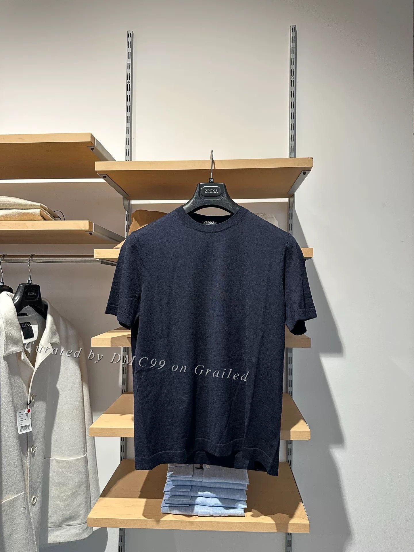Ermenegildo Zegna Zegna Navy Wool Knit T-Shirt Size US S / EU 44-46 / 1 - 1 Thumbnail
