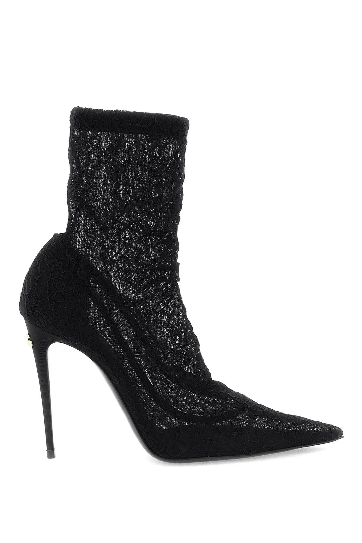 image of Dolce Gabbana O1S22I1N1223 Cordonetto Lace Ankle Boots In Black, Women's (Size 9)