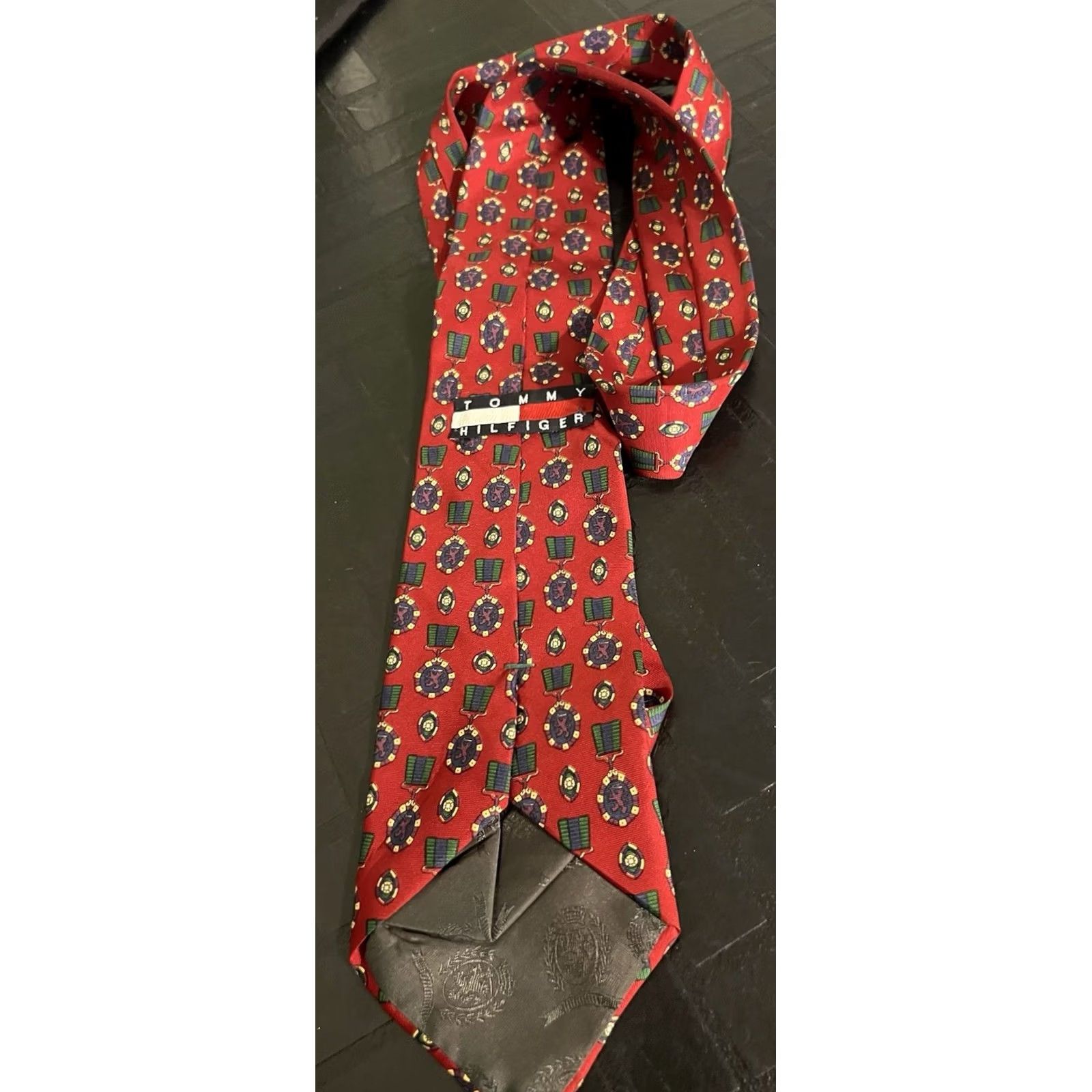 Tommy Hilfiger TOMMY HILFIGER MENS TIE RED GOLD GREEN BLUE Silk 4 X 57 Size ONE SIZE - 6 Thumbnail