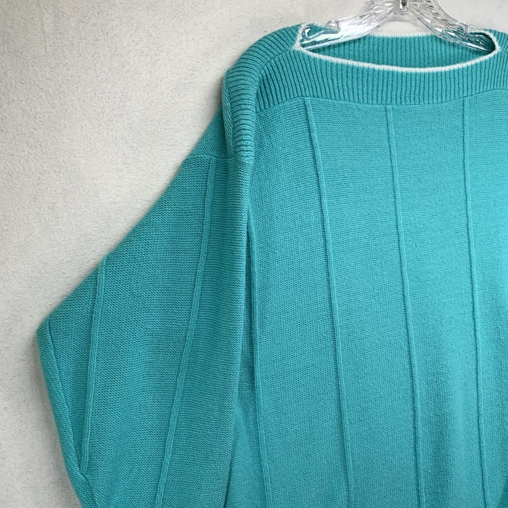 Altea VINTAGE Just For You Sweater Women's Plus Size 22 Teal Knit Full Zip Long Sleeve Made in USA Size 3XL / US 20-22 - 7 Thumbnail