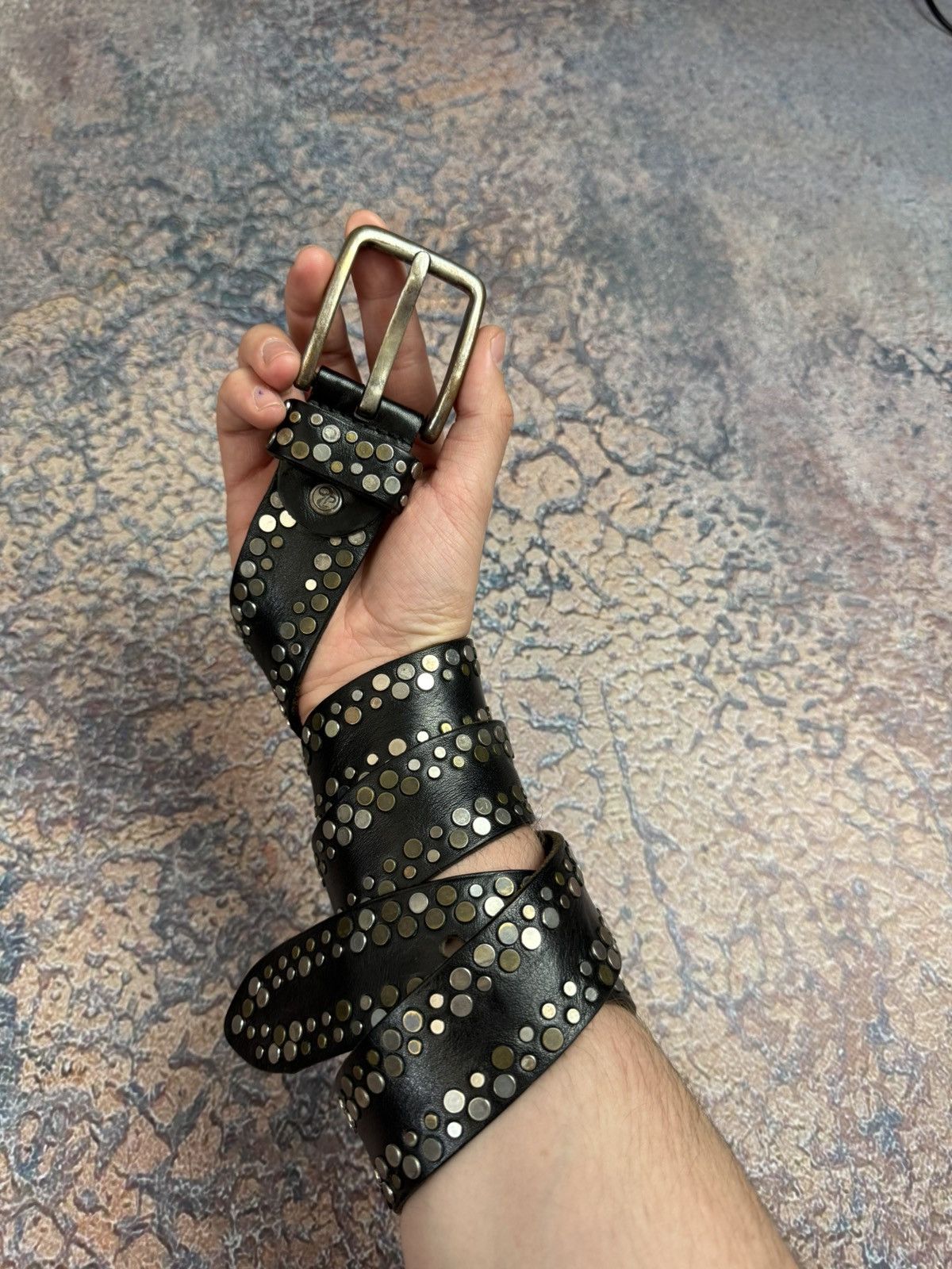 Japanese Brand Black Punk Metal Pin Heavy Leather Gothic Avantgarde Belt Size ONE SIZE - 1 Thumbnail