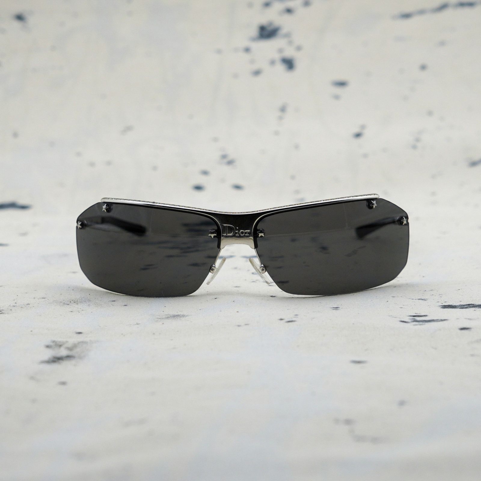 Dior Vintage dior hit 2 silver frame dark lens logo sunglasses Size ONE SIZE - 2 Thumbnail