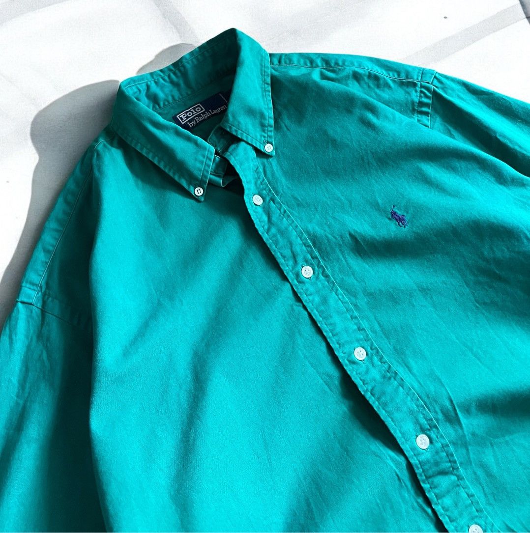 Polo Ralph Lauren × Vintage Vintage oversized Polo Ralph Lauren Pony Logo Green Shirt Size US L / EU 52-54 / 3 - 2 Thumbnail