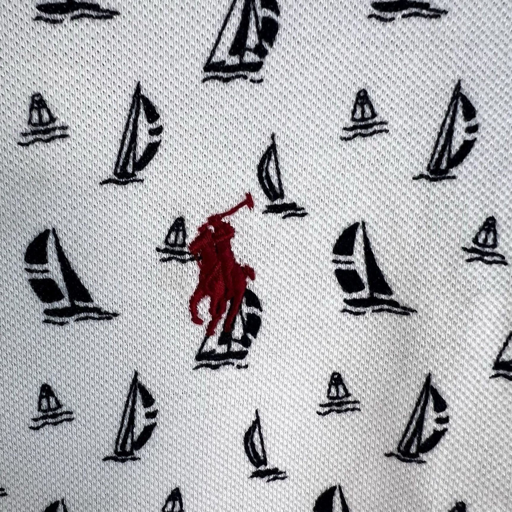 Ralph Lauren Ralph Lauren Polo Shirt Men's L White/Blue Sailing Graphic Print Classic Fit Nautical Preppy Size US L / EU 52-54 / 3 - 2 Thumbnail