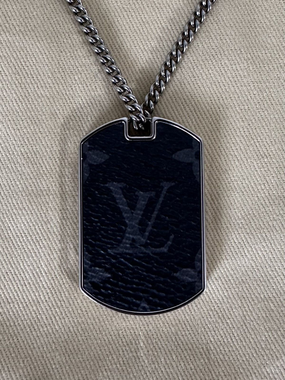 image of Louis Vuitton Monogram Eclipse Locket Necklace in Black, Men's