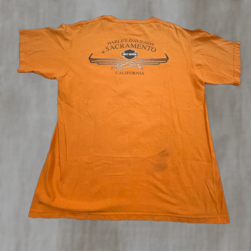 Harley Davidson VINTAGE Harley-Davidson Shirt Men Large Orange Tee Motorcycle Biker Y2K 00s RR* Size US L / EU 52-54 / 3 - 1 Thumbnail