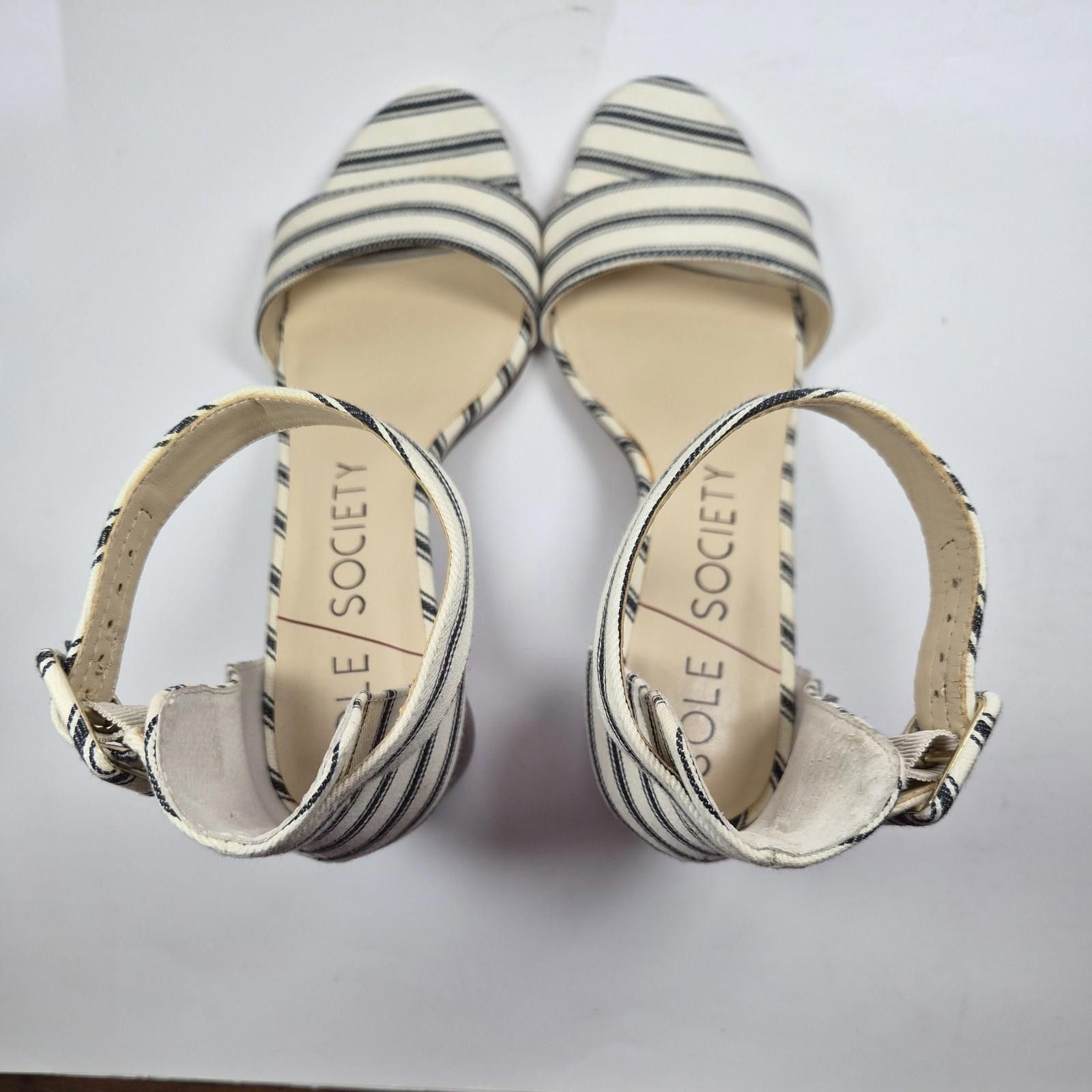 Other SOLE SOCIETY So-Helgah Sandals 8.5 Striped Block Heel Ankle Size US 8.5 / IT 38.5 - 9 Thumbnail