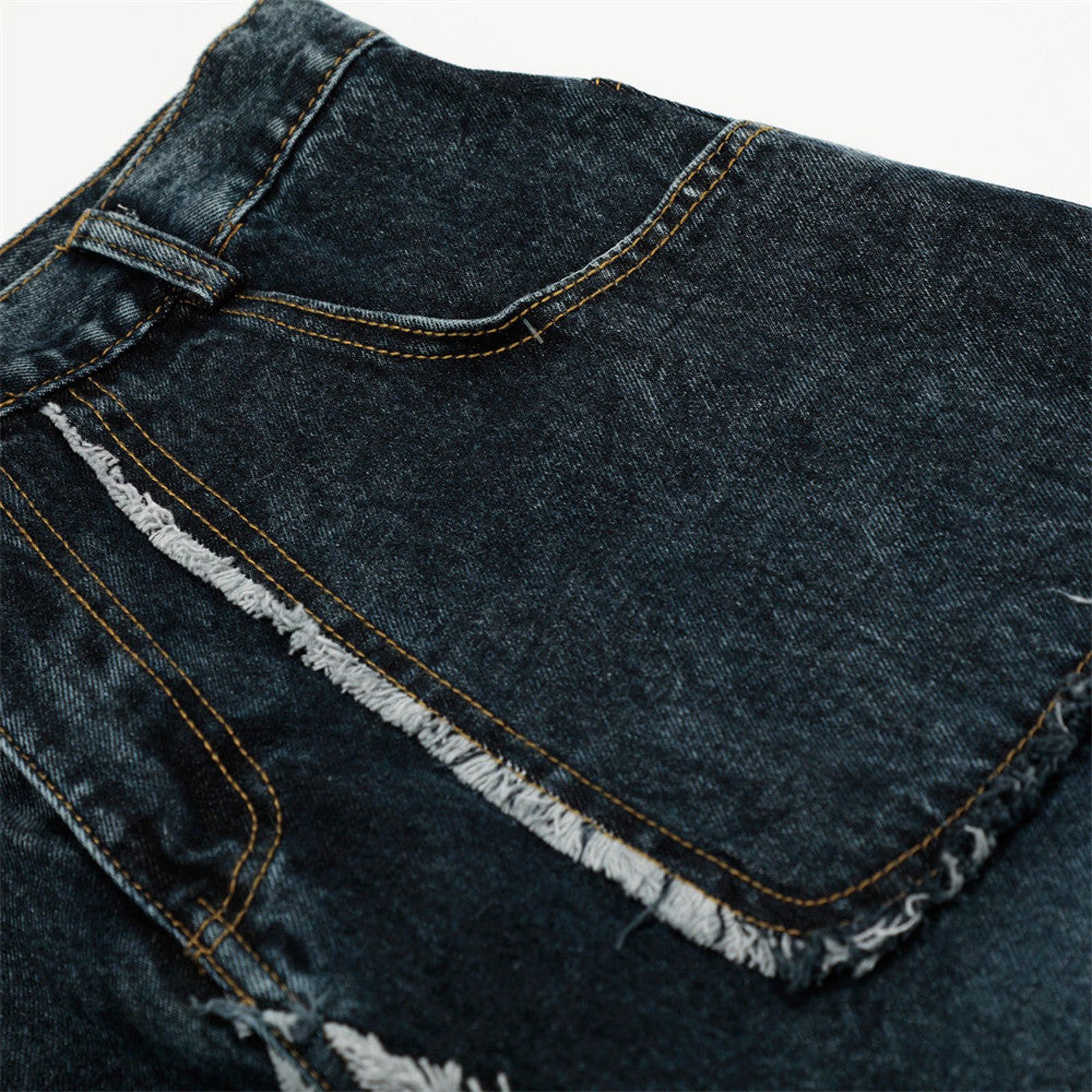 Other Black Star Patch Wide Leg Denim Jeans Size US 32 / EU 48 - 3 Thumbnail