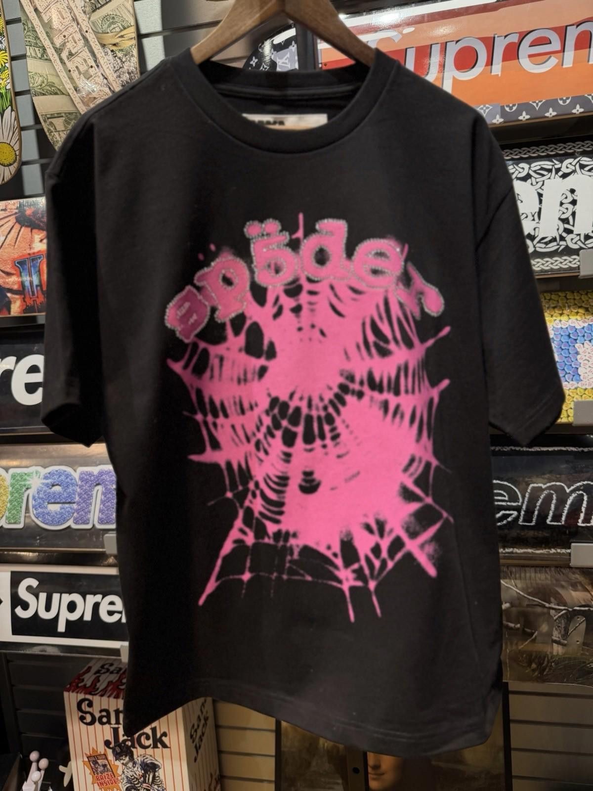 Sp5der × Streetwear Sp3der Cut Off Tee Spider Worldwide Grey Pink