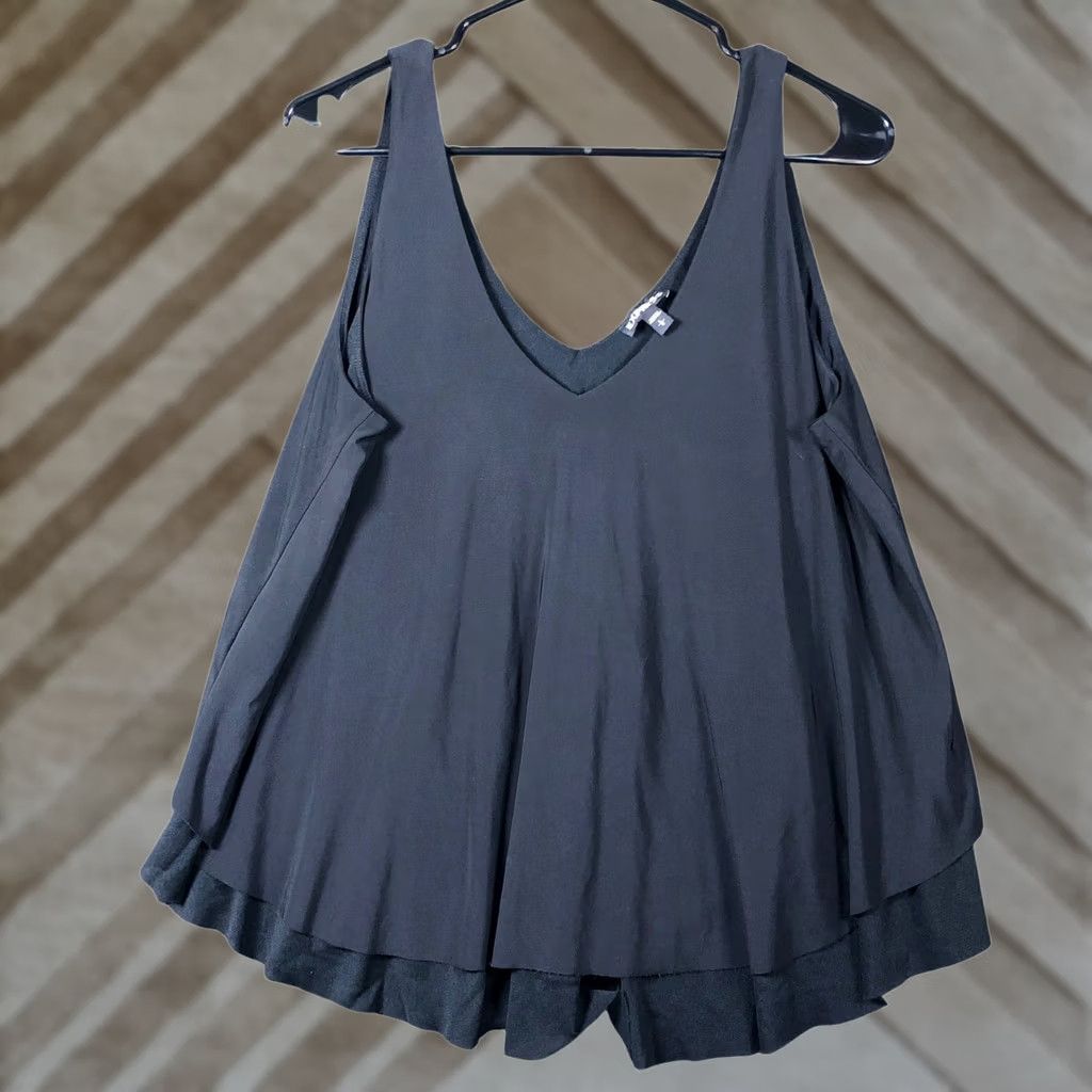 Express Express Womens Blouse Black Sleeveless Tank Layering Look V Neck Lined Stretch L Shirt Women’s Blouse Size L / US 10 / IT 46 - 1 Thumbnail
