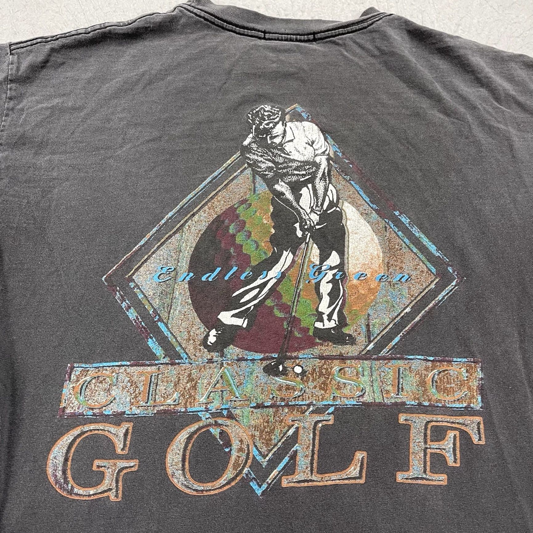 Endless VINTAGE Golf T Shirt Mens Large Black Faded Classic Endless Green Graphic 90s Size US L / EU 52-54 / 3 - 7 Thumbnail