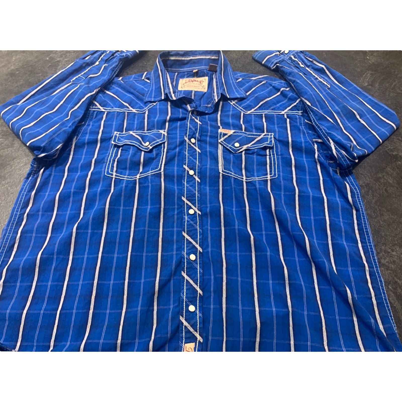 Vintage VINTAGE Rafter C Men's Cowboy Collection Long Sleeve Shirt 2XL Blue Striped Pearl Snap Western Cowboy Rodeo Size US XXL / EU 58 / 5 - 2 Thumbnail