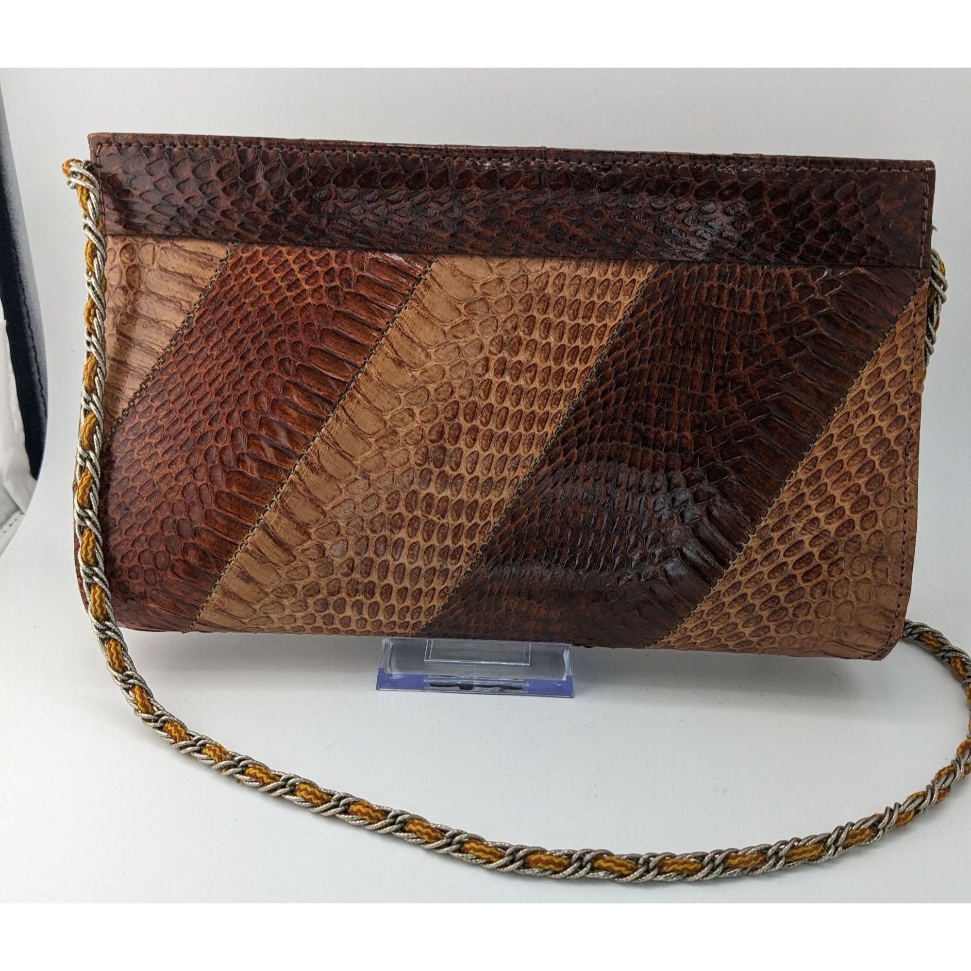 Other Vintage Patchwork Snakeskin Leather Clutch With Chain Strap Size ONE SIZE - 5 Thumbnail