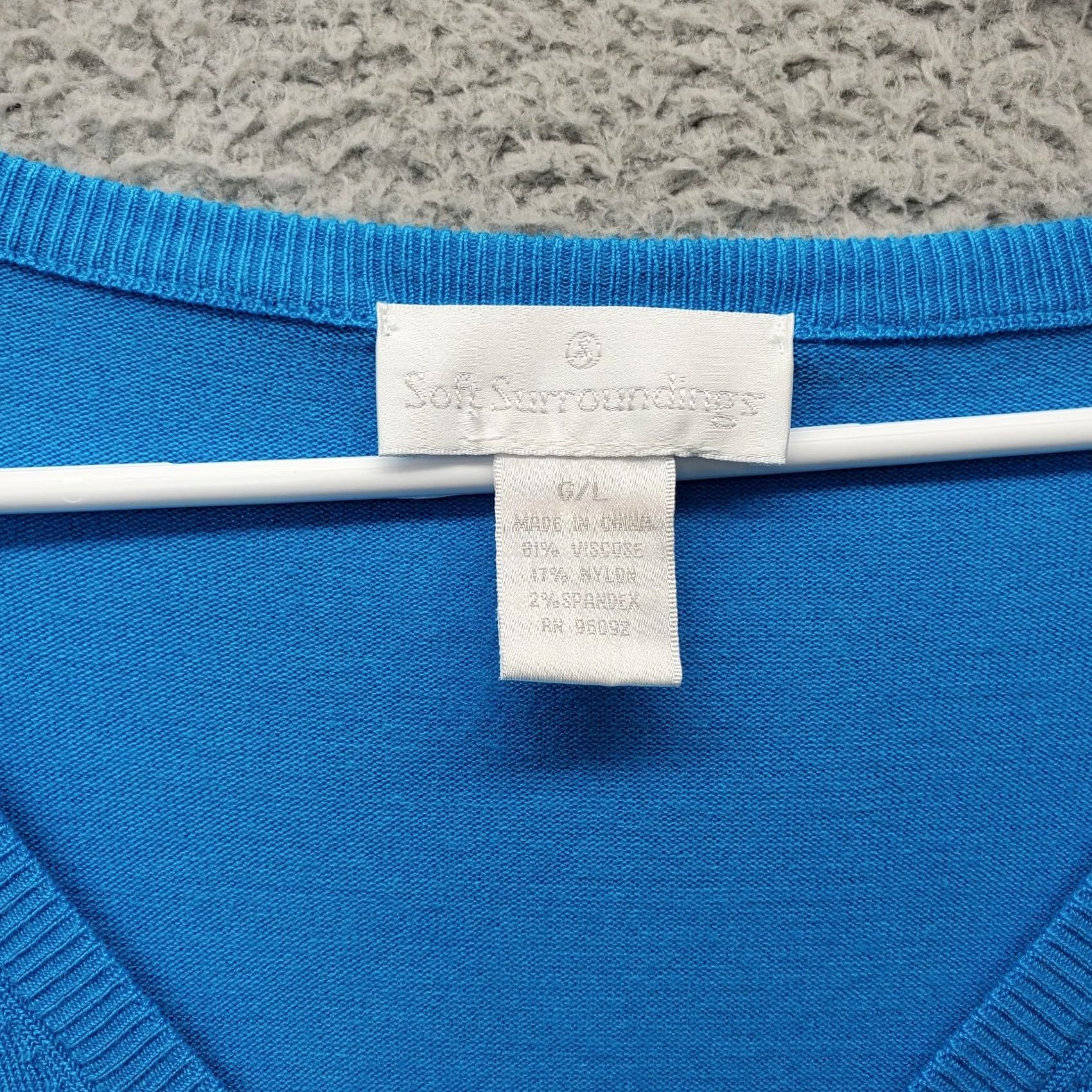 Soft Surroundings Soft Surroundings Kimono Top Women L Blue V-Neck Pullover Knit 3/4 Sleeve - XS? Size L / US 10 / IT 46 - 3 Thumbnail