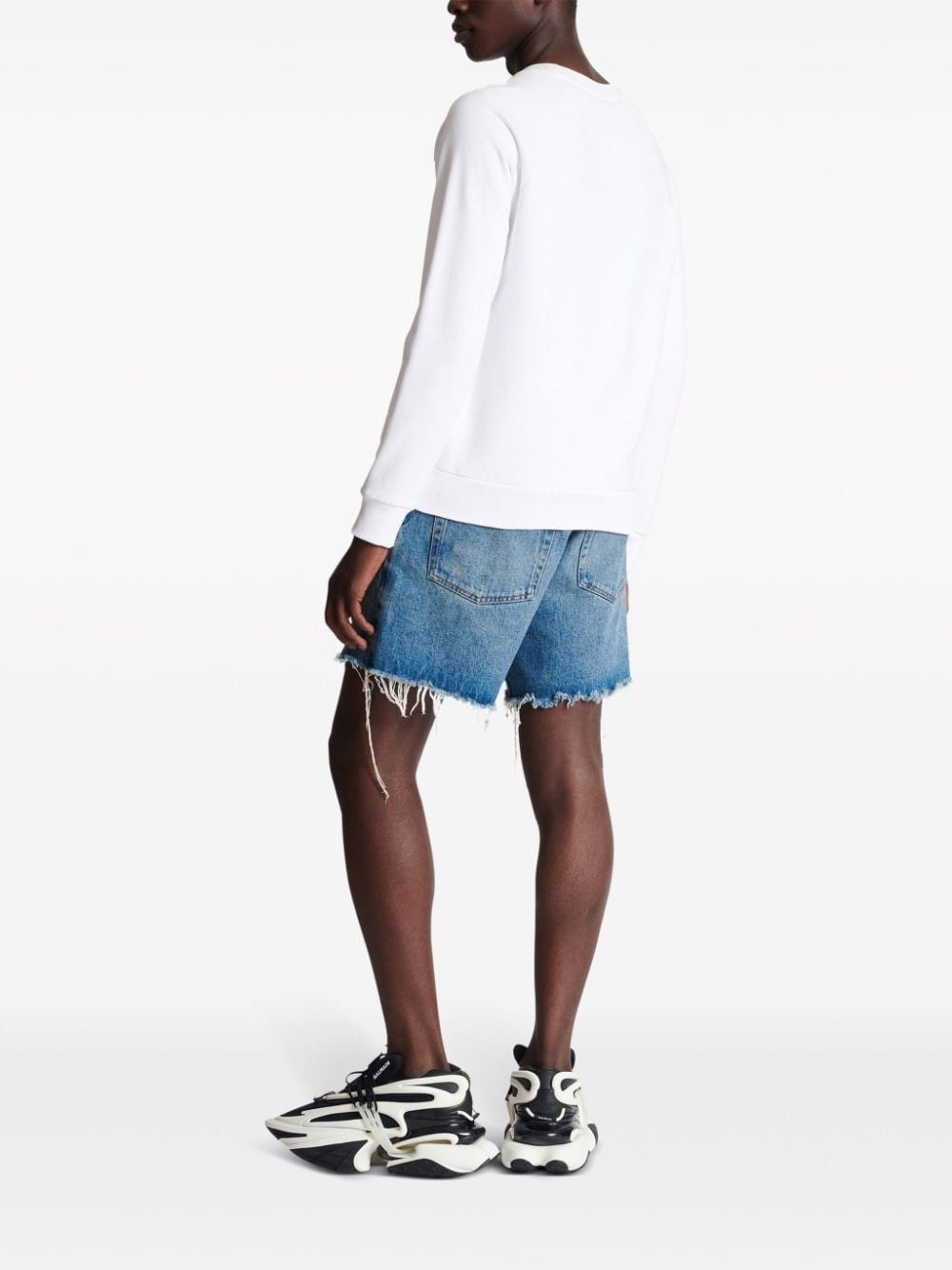 Balmain o1s1wg110925 Flocked Logo Sweatshirt in White Size US XL / EU 56 / 4 - 3 Thumbnail