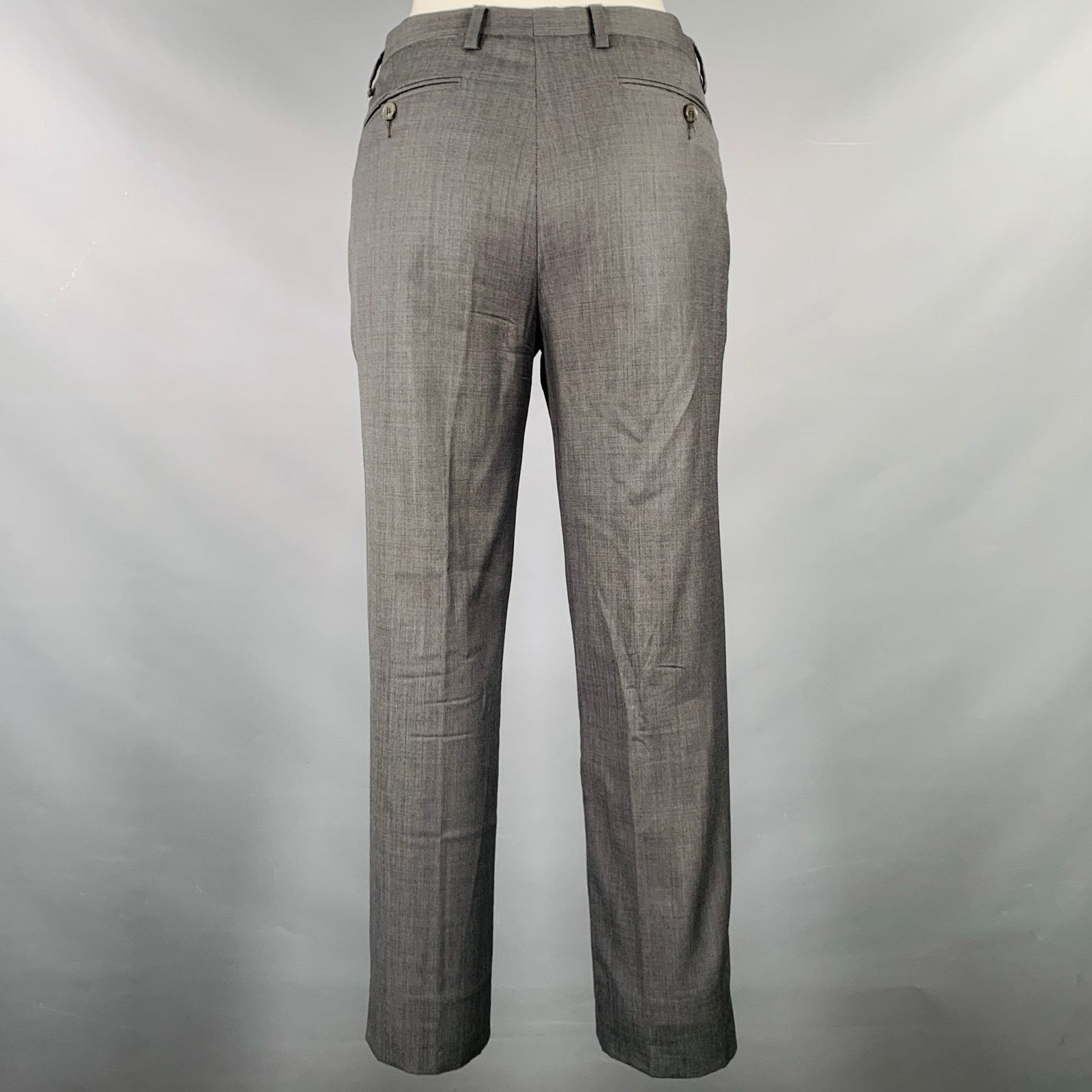Calvin Klein CALVIN KLEIN COLLECTION Size 34 Grey Wool Notch Lapel Suit Size 34R - 5 Thumbnail