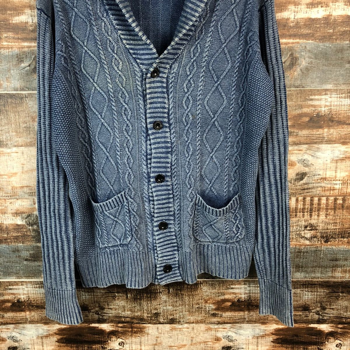 Faded Glory D Semantic Design faded Blue Cardigan Knitwear #A2250 Size US XL / EU 56 / 4 - 6 Thumbnail