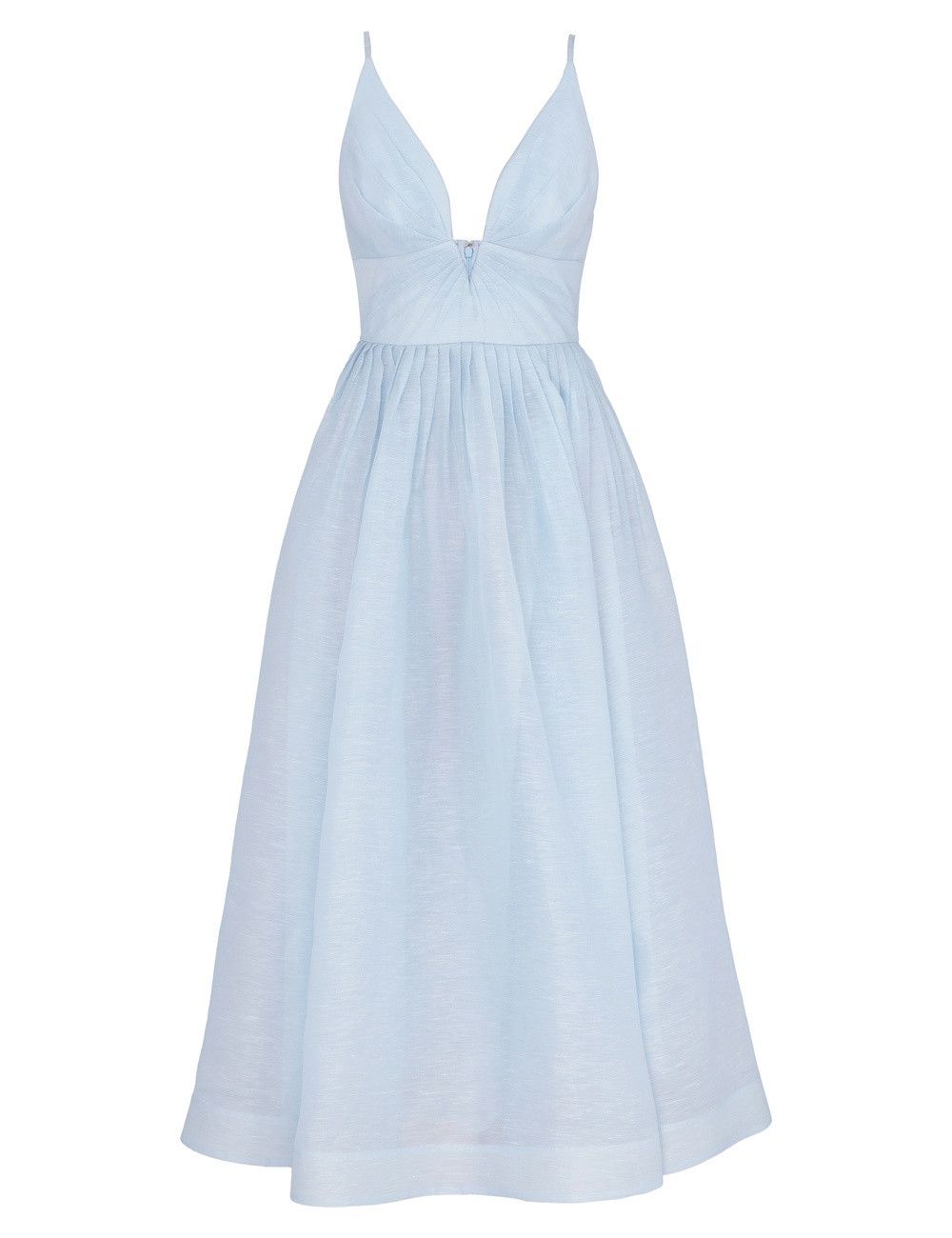 Zimmermann oc11z0226 Illuminate V Neck Midi Dress In Mint Blue Size L / US 10 / IT 46 - 1 Thumbnail