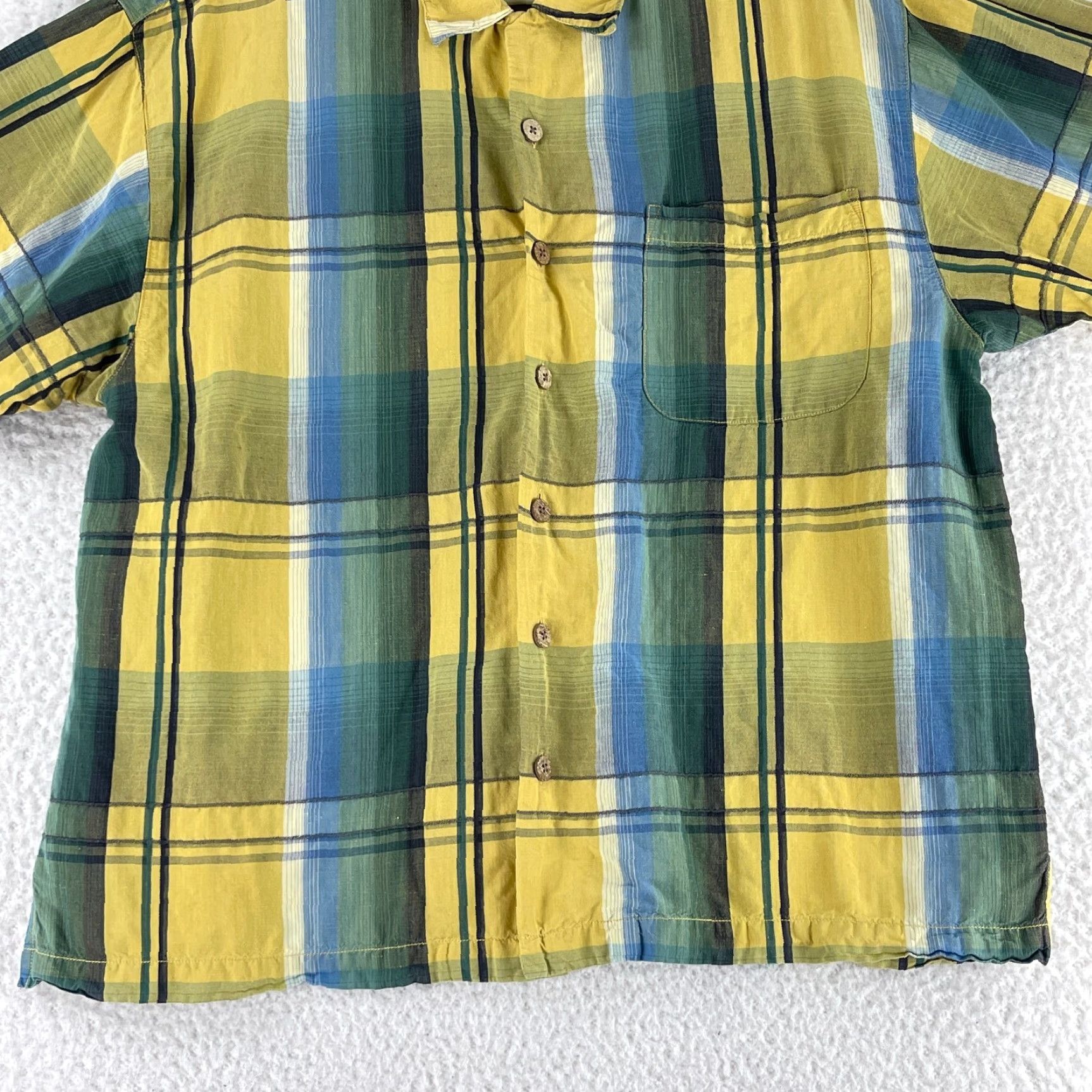 Tommy Bahama VINTAGE Tommy Bahama Button-Up Shirt Mens L Yellow Plaid Linen Blend SS Size US L / EU 52-54 / 3 - 4 Thumbnail