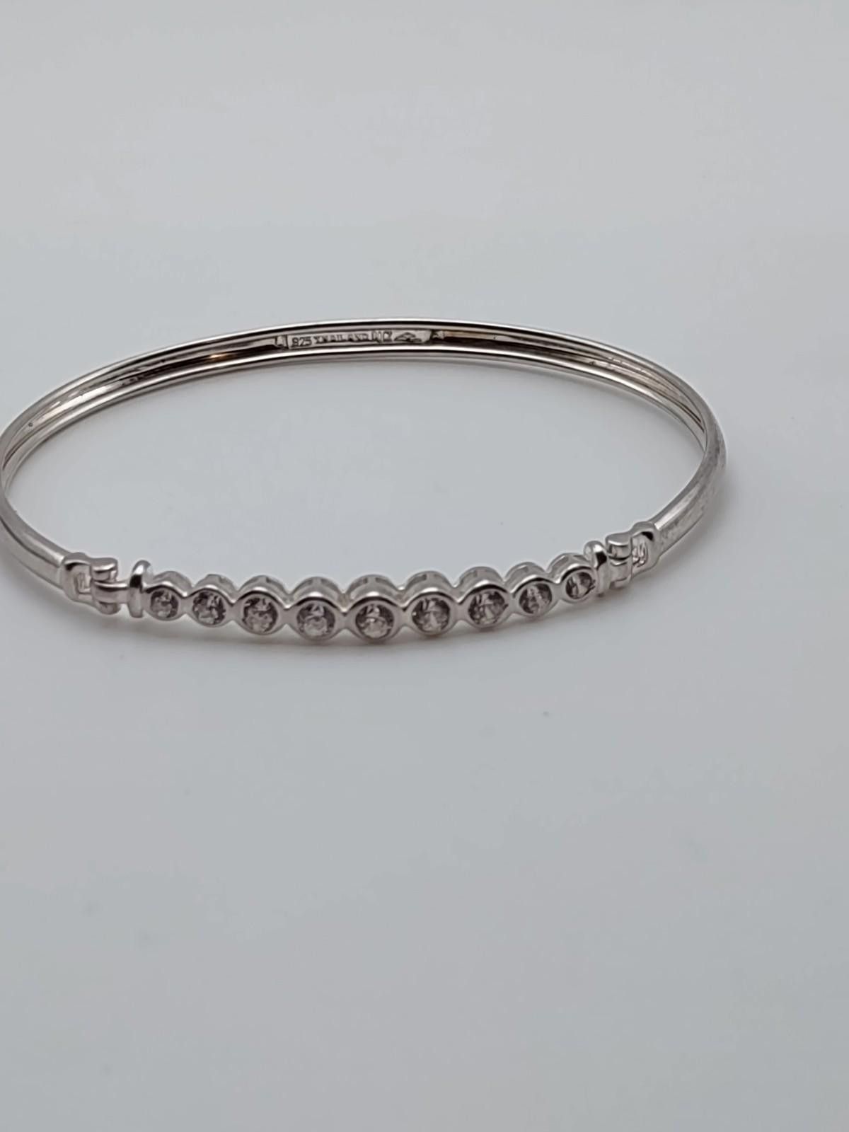 Sterling Silver Vintage 925 Sterling Silver Round CZ Link Bracelet Thailand Size ONE SIZE - 1 Thumbnail