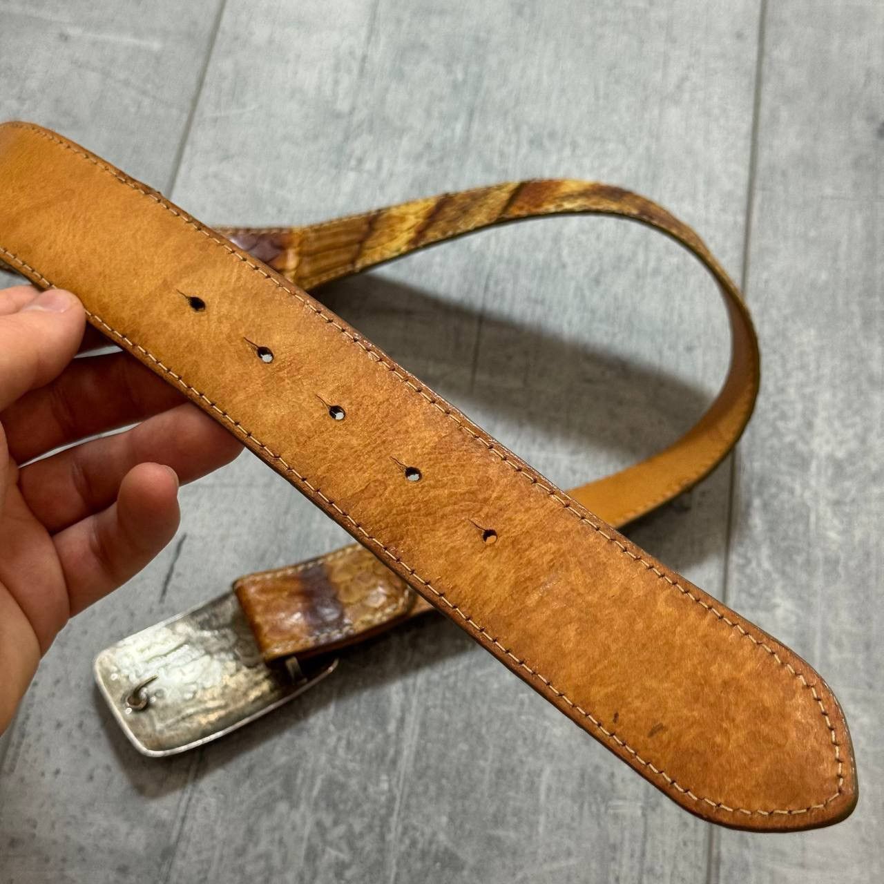 Genuine Leather Reptile’s House Genuine Python Leather Belt Size ONE SIZE - 8 Thumbnail