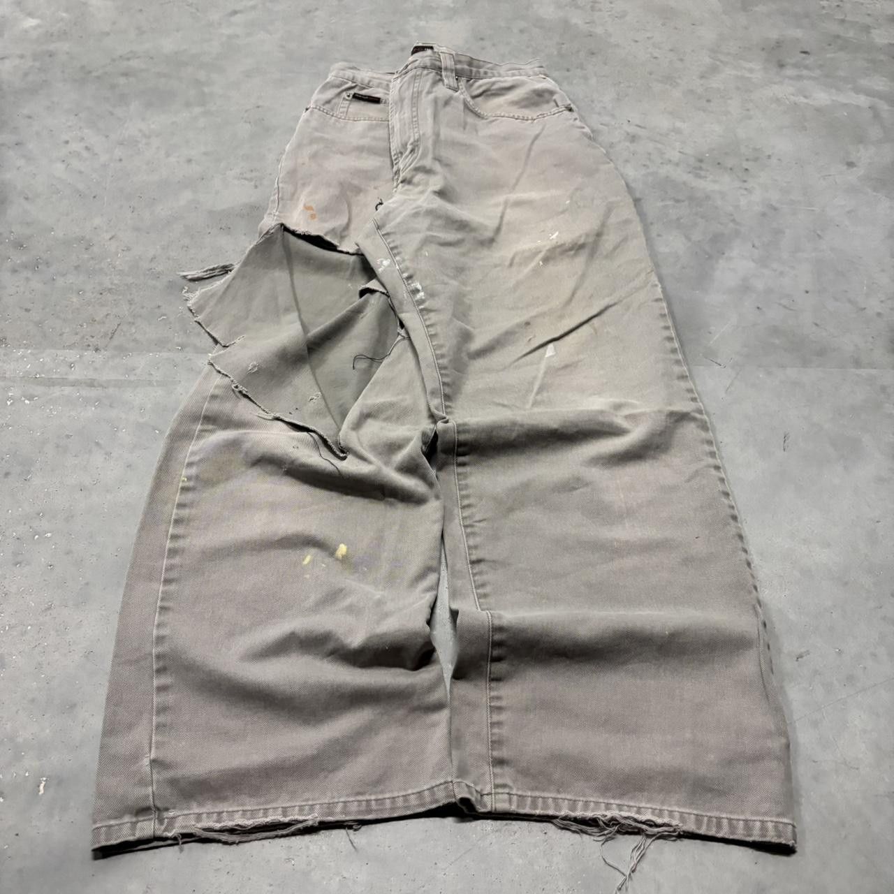 Carhartt × Vintage Crazy Vintage Y2K/2000s Faded Khaki Grey Distressed Streetwear Workwear Pants! Size US 32 / EU 48 - 3 Thumbnail