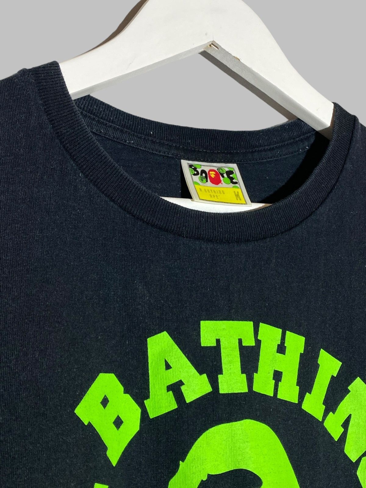 Bape 🔥 BAPE A BATHING APE NEON COLLEGE BLACK GREEN T-SHIRT Size US M / EU 48-50 / 2 - 5 Thumbnail