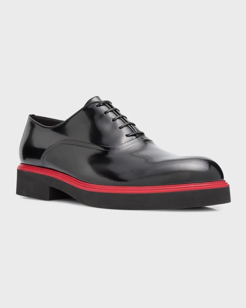 Salvatore Ferragamo o1s1rm1224 Fiorino Leather Derby Loafers in Black Size US 7 / EU 40 - 2 Thumbnail
