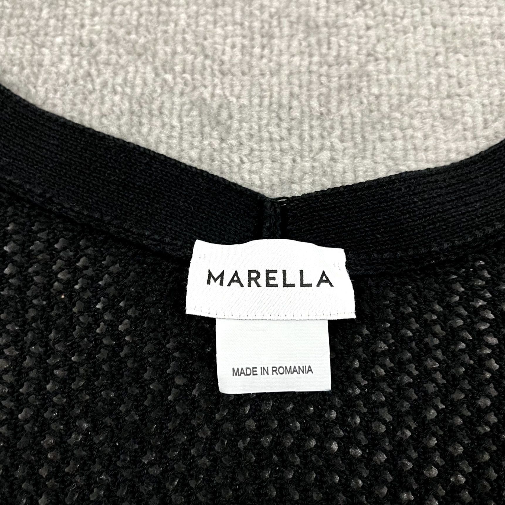 Marella MARELLA Cardigan Sweater Womens XS/Small Cropped Black Open Knit Ribbed Romania Size XS / US 0-2 / IT 36-38 - 2 Thumbnail