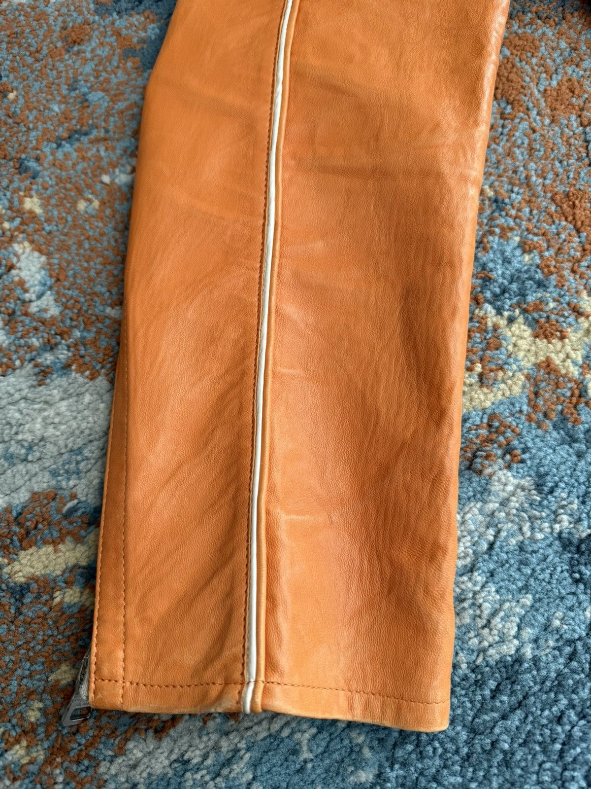 Prada Prada AW2000 Vintage Orange Y2k Biker Leather Jacket Size US M / EU 48-50 / 2 - 5 Thumbnail