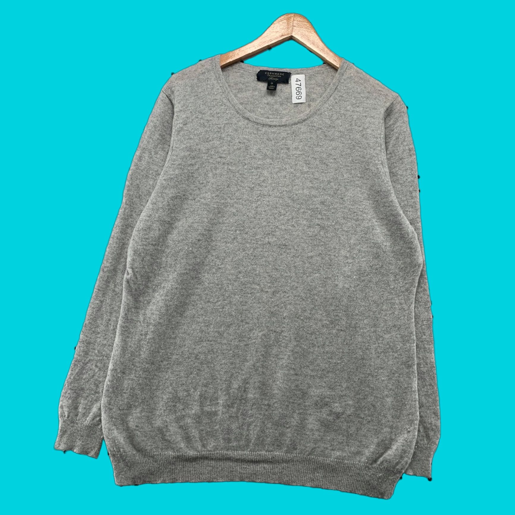 Charter Club Charter Club Sweater 2X Gray Cashmere Pullover Womens Dolman Knit Round Neck Long Sleeve Casual Winter Fall Spring Pullover Vintage No Size XXL / US 16-18 / IT 52-54 - 1 Thumbnail