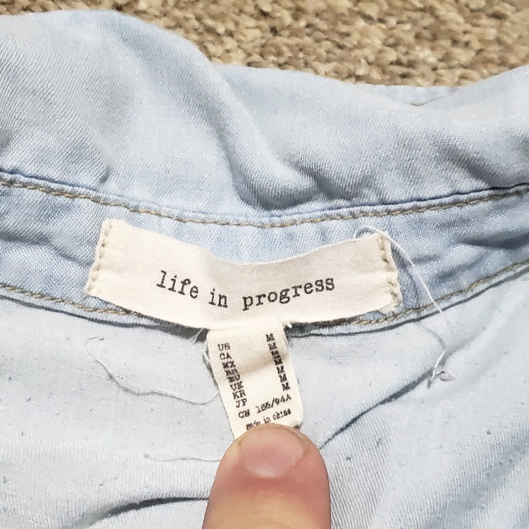 Alife Life in Progress Shirt Women's Medium Blue Button-Up Casual Long Sleeve Size M / US 6-8 / IT 42-44 - 3 Thumbnail
