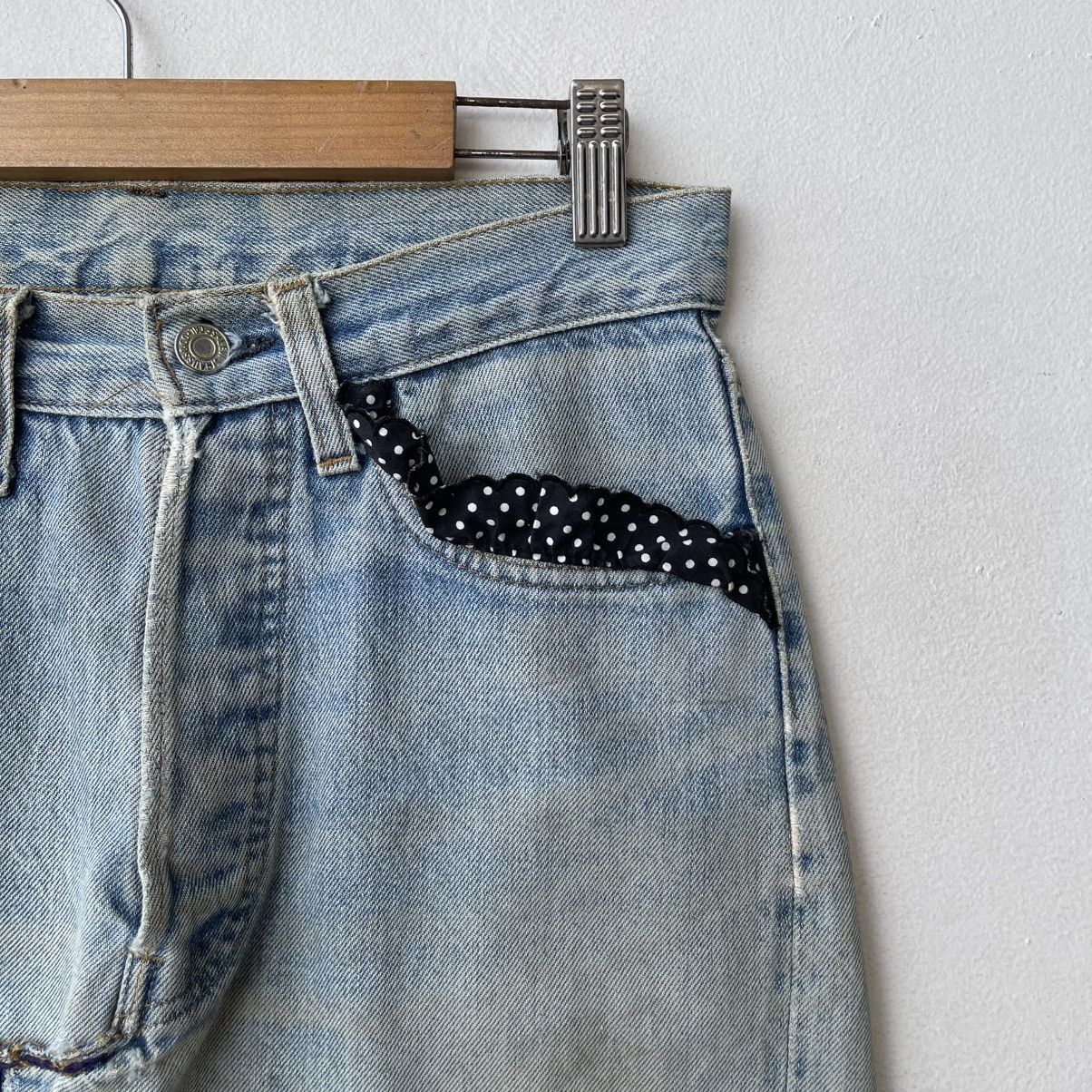 Levi's Thrashed 70s Levi’s 501 REDLINE Selvedge Reworked DenimSkirt Size 29" - 5 Thumbnail
