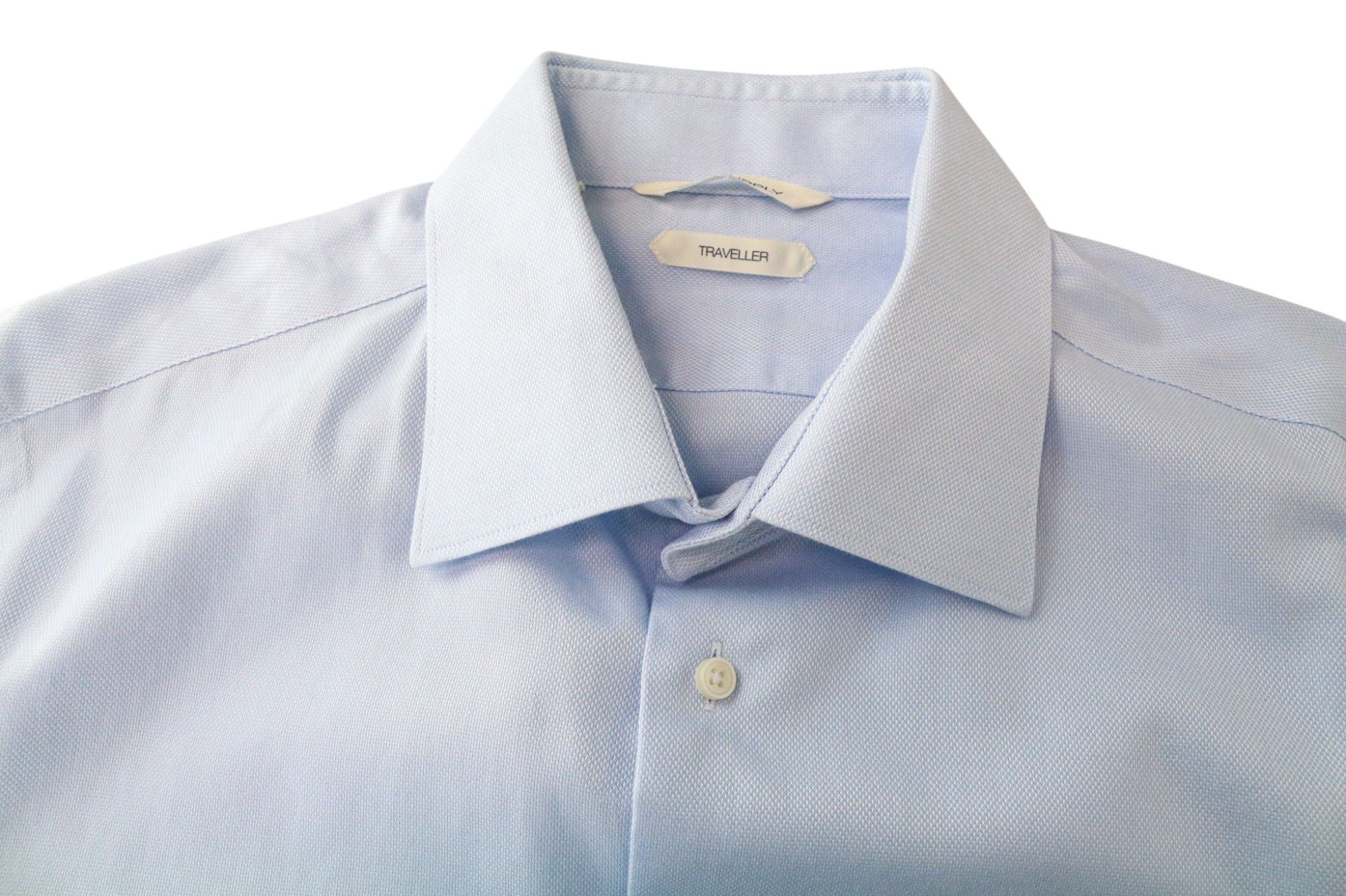Suitsupply TRAVELLER 42/16 1/2 Slim Blue Cotton Shirt 78905 Size 42R - 3 Thumbnail