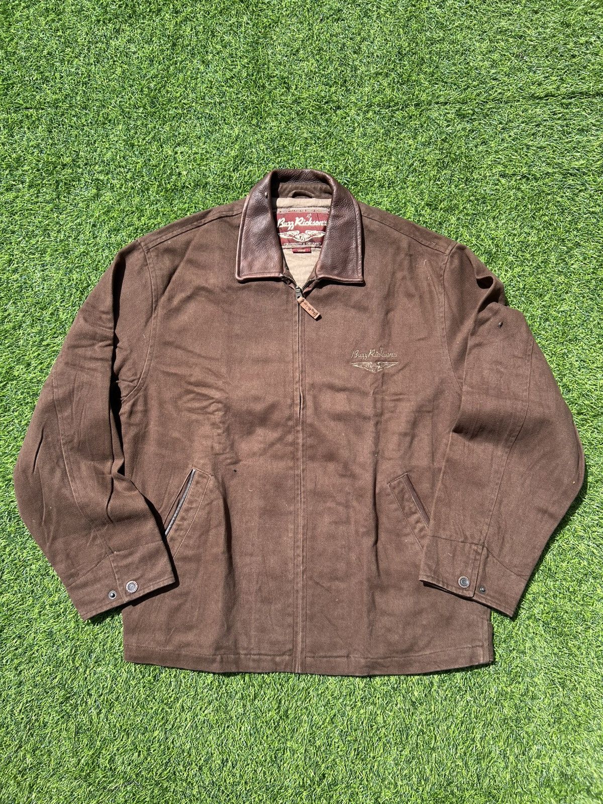 Buzz Rickson's 🦅 Buzz Rickson’s Leather-Collar Canvas Brown Work Jacket- L Size US L / EU 52-54 / 3 - 1 Thumbnail