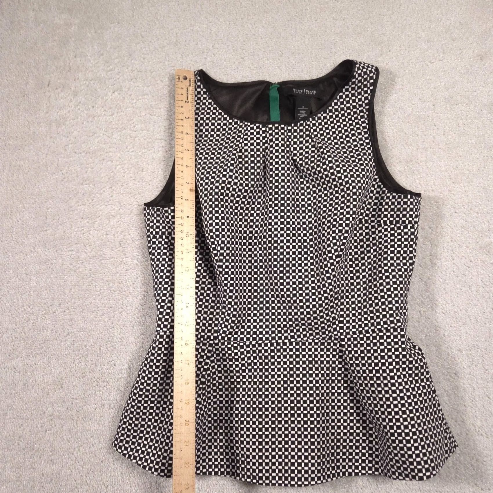 White House Black Market White House Black Market Blouse Womens 8 Black White Check Peplum Sleeveless Top Shirt Adult Small Black Girls Mens Size M / US 6-8 / IT 42-44 - 4 Thumbnail