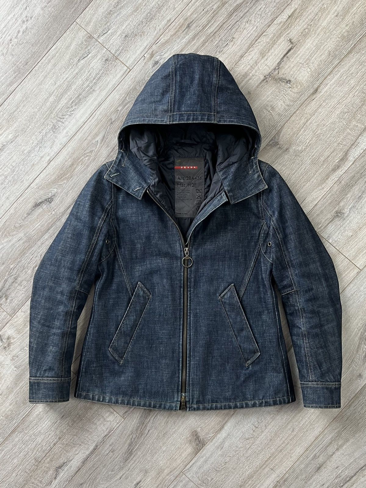 Goretex × Prada PRADA Jacket Denim Hooded Gore Tex Insulated Goretex × Prada PRADA Jacket Denim Hooded Gore Tex Insulated