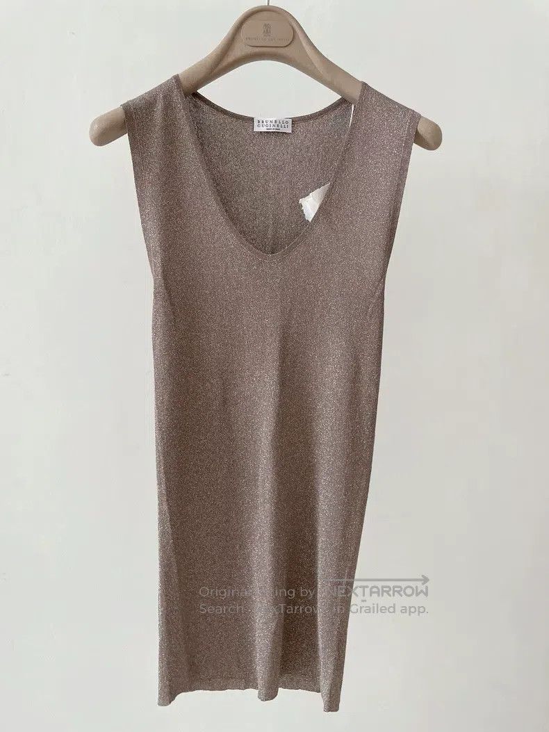 Brunello Cucinelli Brunello Cucinelli Light coffee-colored fully silver-threa Size M / US 6-8 / IT 42-44 - 2 Thumbnail