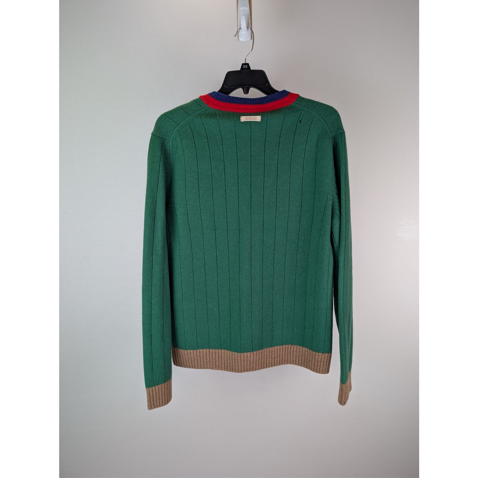 Gucci o1rshd1 Wool Long Sleeve Cardigan Sweater in Yard/Multicolor Size US L / EU 52-54 / 3 - 8 Thumbnail