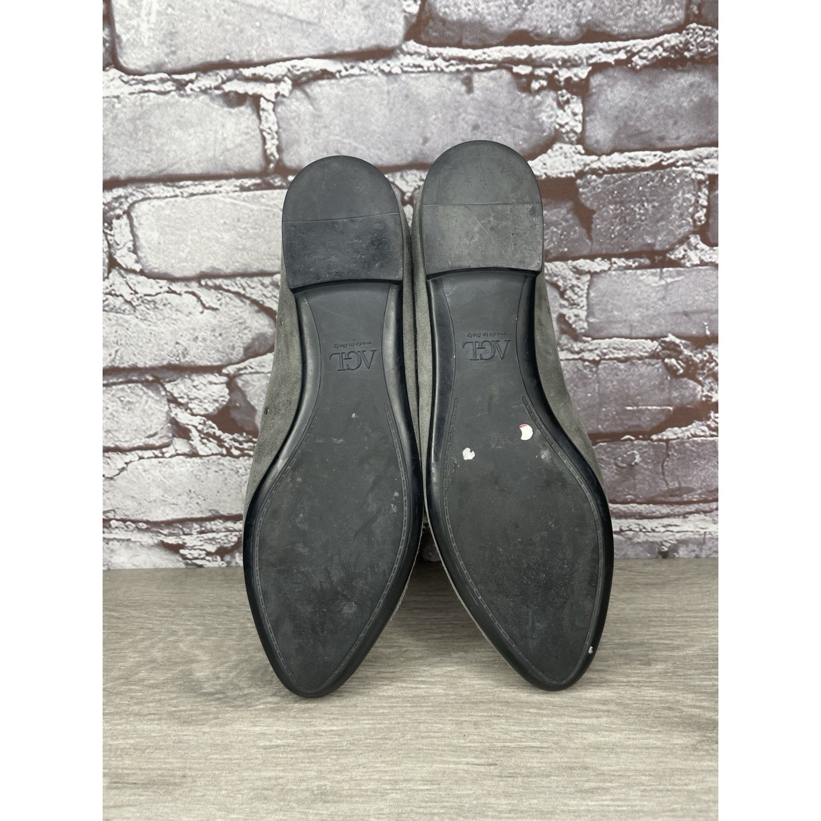 AGLINI AGL Grommet Gray Suede Leather Studded Pointed Toe Flats Wom Size US 7.5 / IT 37.5 - 6 Thumbnail