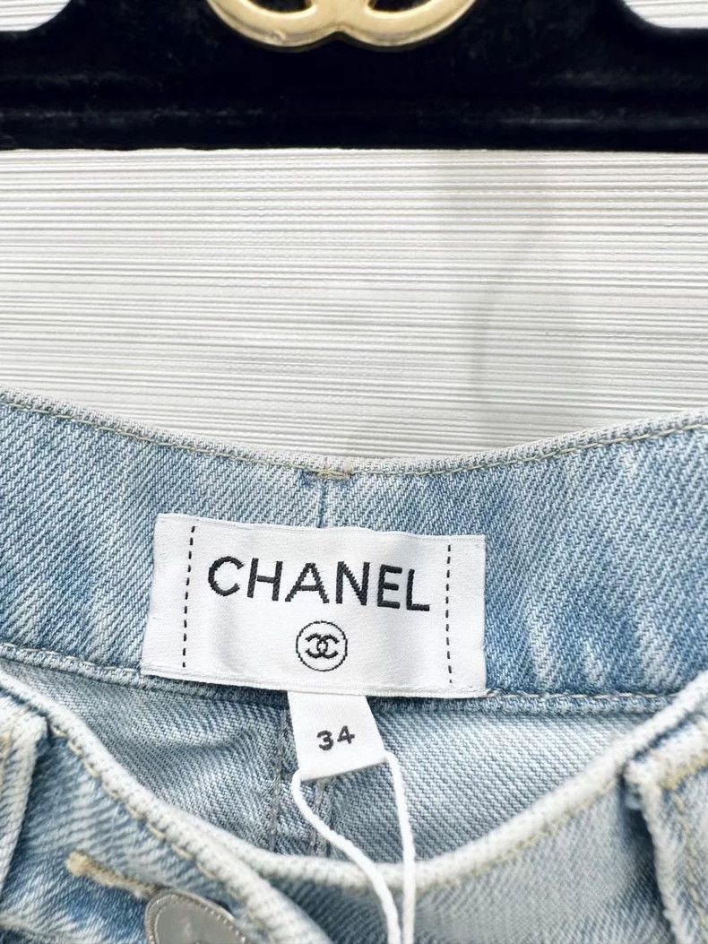 Chanel Chanel 25 pearl chain wide-leg jeans Size 25" / US 0 / IT 36 - 3 Thumbnail
